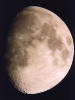 The Moon, taken by Colin Murray on 3rd Aug 1998 at 21:15UT 1/30th sec expos, camera projection 60x 8" reflector f/6 kodak Ektar 400 ISO