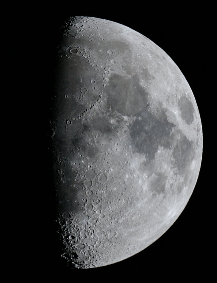The Moon, taken through an 8 inch reflector at prime focus by Colin Murray on 31st March 2012