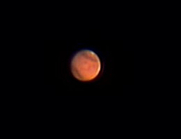 Mars, as seen on The Sky at Night, taken with a 3x barlow through a 200mm f/5 reflector by Colin Murray on 12th April 2012