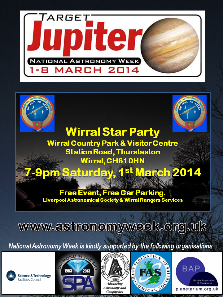 Poster: National Astronomy Week 2014 Star Party at Wirral Country Park, 1st March, 2014